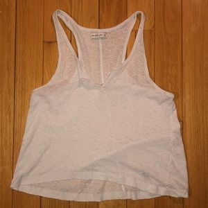Sheer white razor back tank top